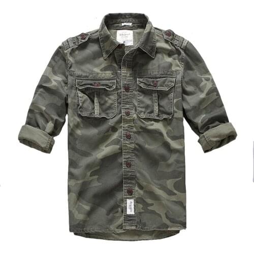 Men Outdoor Hiking Climbing Sports Military Cargo Shirt Spring Autumn Cotton Camouflage Long Sleeve Breathable Tactical Shirts