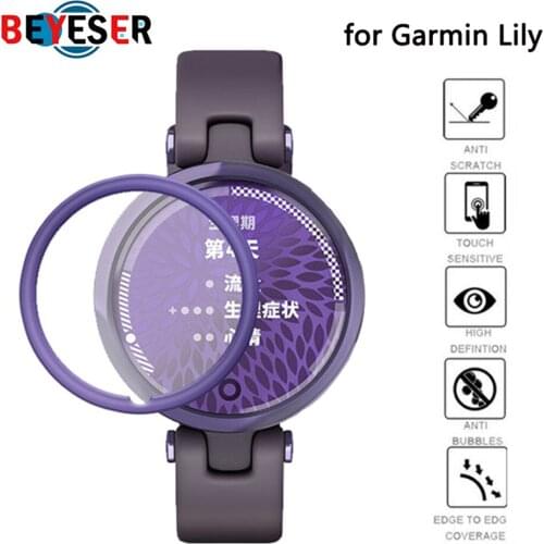 Soft Glass Tempered Screen Protector for Garmin Lily 3D Full Curved Protective Film Cover for Garmin Lily Film Watch Purple Gold