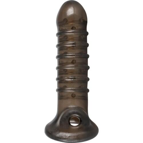 Black silicone penis sleeve extender reusable condoms cock sleeve ball stretcher Delayed ejaculation sex toys for men penis ring