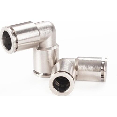 Nickel Plating on Pure Copper PV 2Way 4 6 8 10 12 14 16MM Pneumatic L Type elbow fitting Brass Pipe Connector Quick Fitting