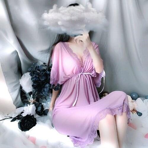4Colors Summer Sexy Lingerie Deep V Sheer Mesh Gauze Womens Sleepwear Silk Nightdress Sleeping Dress Night Gowns Sleepshirts
