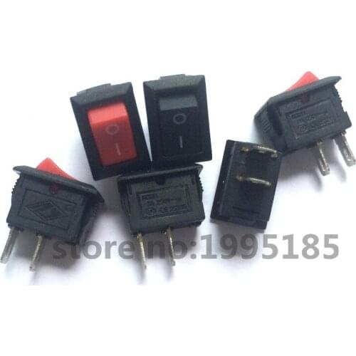 New 10pcs 15MM*10MM Red+Black each 5pcs Push Button Mini Switch 3A 250V KCD11 2Pin Snap-in On/Off Rocker Switch