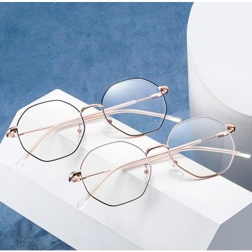 Computer Glasses Women Men Stainless Steel Anti Blue Light Goggle Blocking Screen Fake Glasses Spectacle Frame Gaming Eyewear