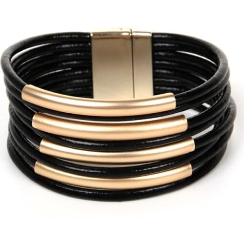 ORNPAEADIA 2018 New Jewelry Hot Sell Bohemia Multi-layer bracelet Fashion mix color Genuine Leather Fine Bangles for women Gift