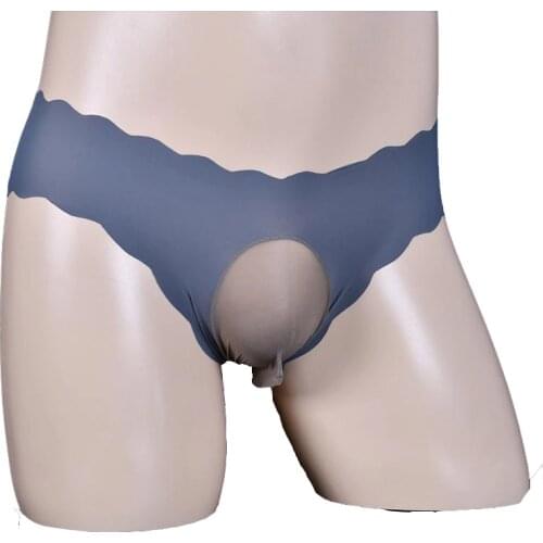 Sexy Men Lingerie Elastic Seamless Underpants Breathable Briefs Ice Silk Sheer Bulge Pouch Low Waist Underwear