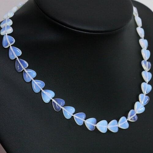 Charms sri lanka white moonstone opal heart shape beads 12mm fashion women high grade chain necklace 18inch B1495