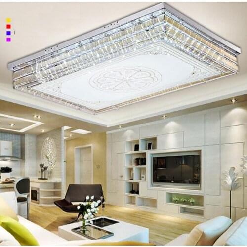 Simple ceiling lamp living room lamp LED rectangular crystal lamp restaurant lighting stepless dimming led ceiling fixture led
