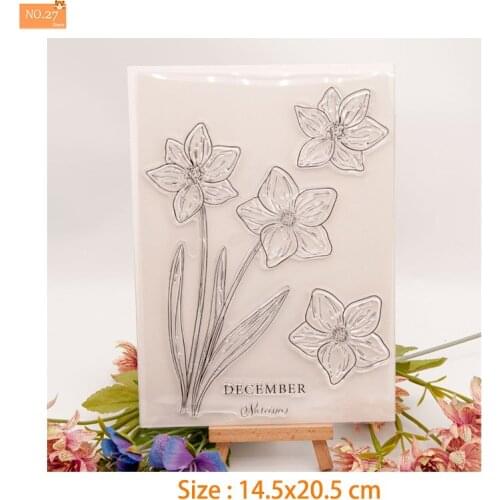 Narcissus Flower Clear Stamps Cutting Dies Scrapbook Card Paper Craft Silicon Rubber Roller Transparent Stamps 2021 New