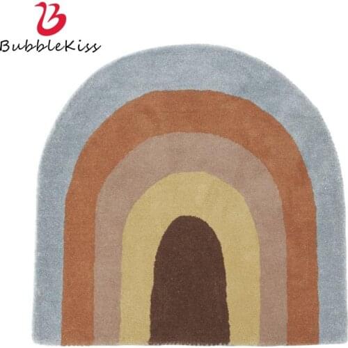 Bubble Kiss Polyester Rainbow Shaped Carpet Soft Bedroom Bedside Non-Slip Floor Area Rug Kids Play Home Decoration Hot Sale