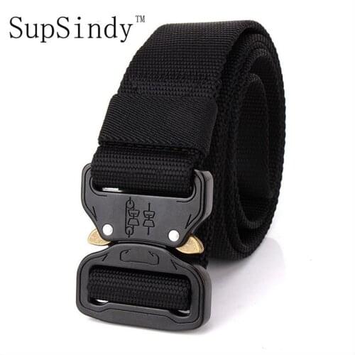 SupSindy mens canvas belt plastic insert buckle military nylon Training belt Army tactical belts for Men top quality male strap