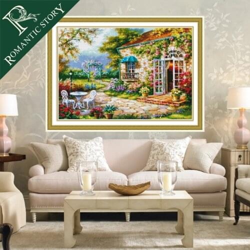 Romantic Story European style Garden Villa Home Decoration Cross Stitch Handmade Needlework DMC Cross-Stitch For Embroidery Kits