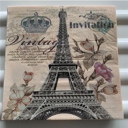Decoupage Napkin paper Wedding birthday party tissue elegant handkerchief print tower flower crown vintage servilletas decor