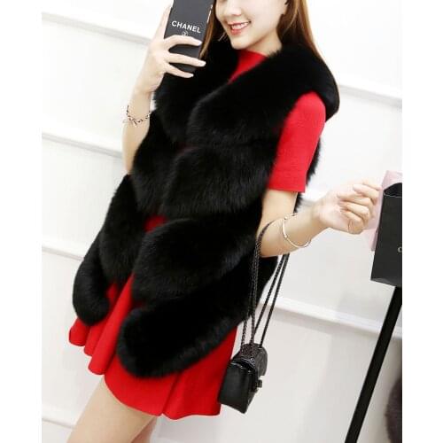 Faux Fur Coat 2021 Casual Warm Slim Sleeveless Faux Fox Fur Vest Winter Faux Fur Coats Women Pink Fur Jacket J205