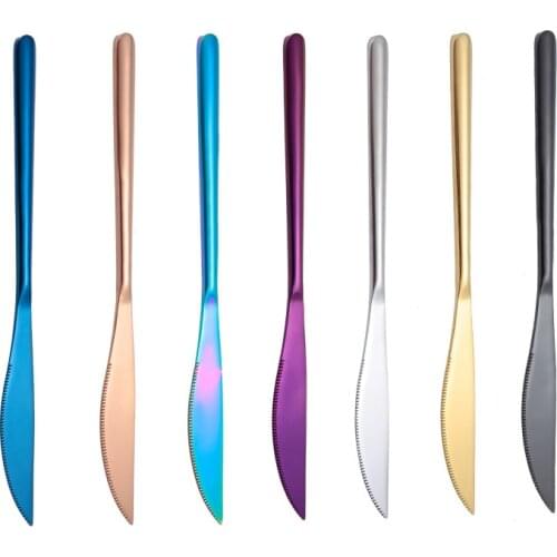 Food Grade Stainless Steel Cutlery Japanese Korean Knife Thickened Golden Western Steak Beef Knife Knives Cutting Tableware