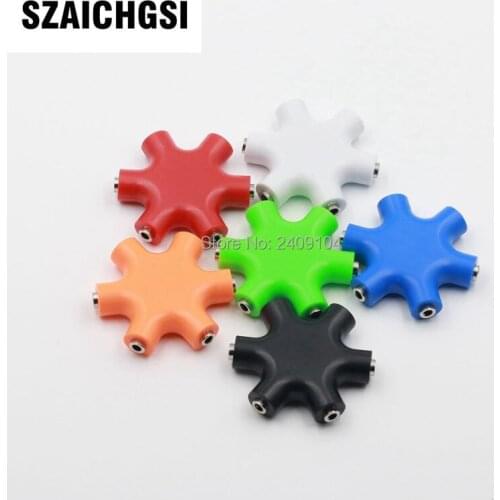SZAICHGSI 3.5mm Earphone Audio Splitter 1 Male to 2 3 4 5 Male Ports Cable Cord Jack Headset 6 Hub Way Audio Adapter 1000pcs/lot