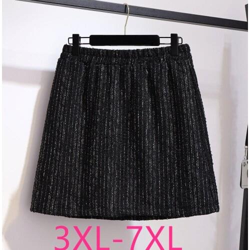 New autumn winter plus size skirt for women large casual loose elastic waist woolen thick short skirts black 4XL 5XL 6XL 7XL