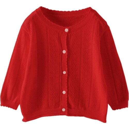 Pink 2-8 Years Kids Jackets for Girls Jacket Sweater Cardigan Thin Worsted O-Neck Cotton Girls Coat Girls Clothes OKC205003