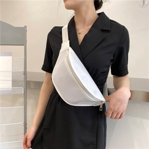 Women Fashion Waist Bag Transparent Pack Purse Casual Large Phone Belt Bag Pouch Travel Phone Bag Fanny Banana Bag