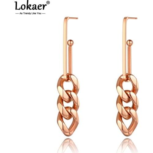 Lokaer Original Design Stainless Steel Hiphop/Rock Earrings Bohemia Thick Chain Geometry Earrings Jewelry For Women Girls E20258