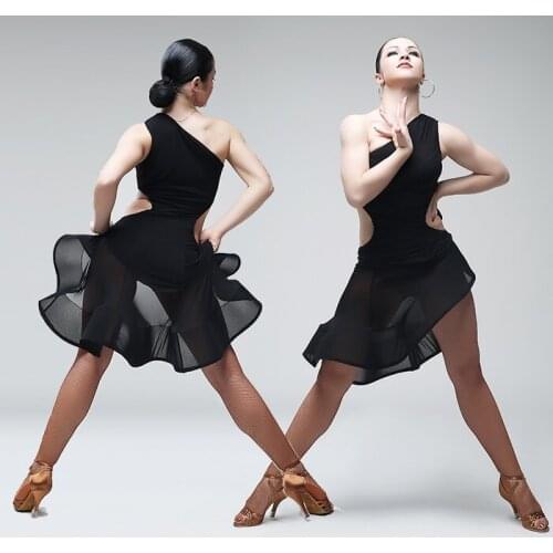 Sexy black sleeveless performance clothes for salsa tango Ballroom competition Dance Dress professional latin dance dresses