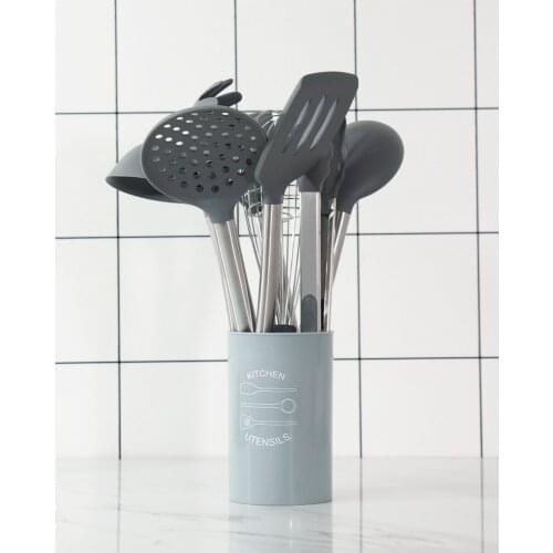 1SET Silicone Kitchen Utensil Nonstick Utensils Cooking Tool Spoon Soup Ladle Turner Spatula Tong Cookware Baking Gadget OK 1200