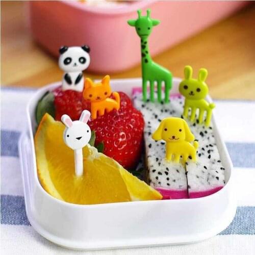 10pcs Kid Cartoon Animal Food Fruit Fork Bento Lunch Box Decor Accessories Mini Animal Food Forks Fruit Picks for Children