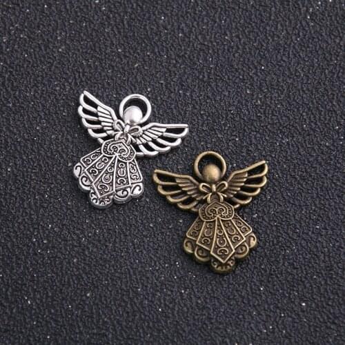 10pcs/lot 23*26mm Free Shipping Two Color Alloy Angel Charms Diy Jewelry ASccessories