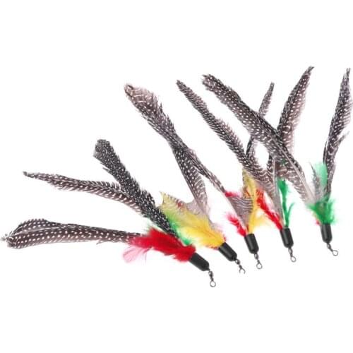 5PCS Handmade Natural Feather Cat Toy Da Bird Refills Interactive Teaser Sticks