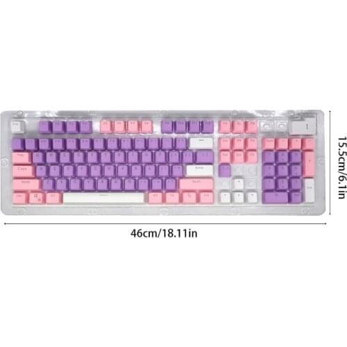69HA 104 PBT Thicken Keycap Mechanical Keyboard Installation Keycap Set 3 Color Combinations (Pink/Purple/White)