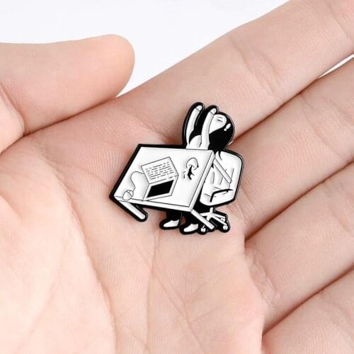 Angry Office Girl Enamel Pin Tired Of Working Overthrow Desk Shirt Lapel Bag Crashing Girl Badge Cartoon Jewelry Gift for Friend
