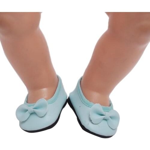 40-43 Cm Baby Boy Dolls Light Blue Bow Dress Shoes American Newborn Toys Accessories Fit 18 Inch Girls Birthday Gift g32