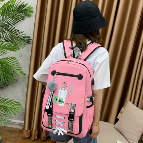 Large School Bags for Teenage Girls Backpack Women Bookbags Student Nylon Printing College Schoolbag Youth Usb with Lock Bagpack