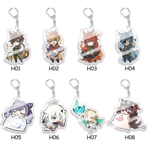 Genshin Impact Zhongli Diluc Keychain Cosplay Cute Game Character Venti Paimon Tartaglia Mona Key Chain Pendant Keyring