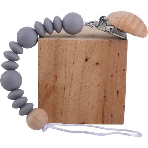 Hand Made Beech Silicone Bead Children Baby Pacifier Leashes Chain Toy Bracelet Pendants for Infant Rope Bite Teether Anti-drop