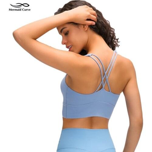 Mermaid curve Yoga bra removable cups light support for a A/B cup sports bra minimalist strappy Exercise bras Push up Yoga Top