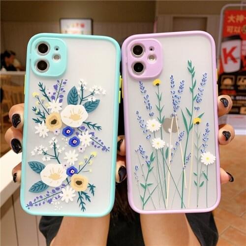 Remazy Fashion Flower Phone Case For iPhone 7 11 Pro XS MAX X SE 2020 XR 8 Plus Cute Back Cover Luxury Color Thick Border Fundas