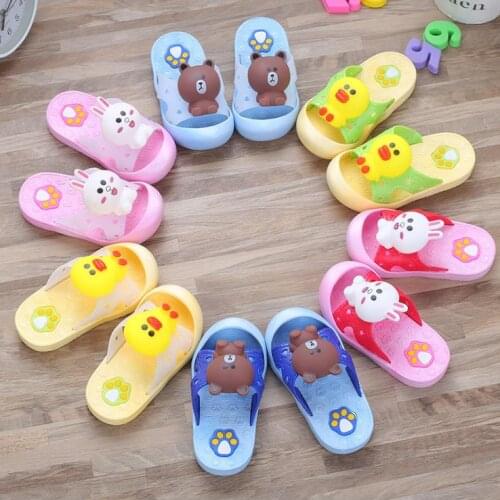Children boys girl summer PVC animal rabbit bear duck Slippers soft Non-slip home bath shoes 9kinds XQ02