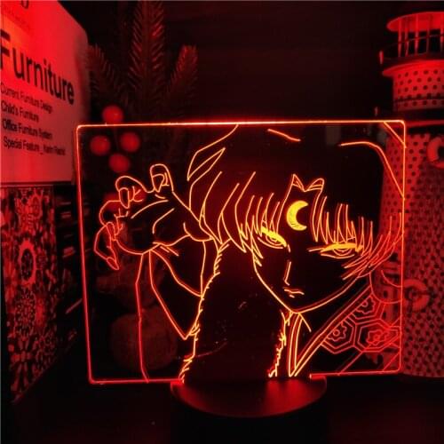 Inuyasha Sesshomaru Figure Led Night Light Lamp Acrylic USB 3D Lamp Anime Bedroom Decor Table Lamp Kids Birthday Gift Manga Toys