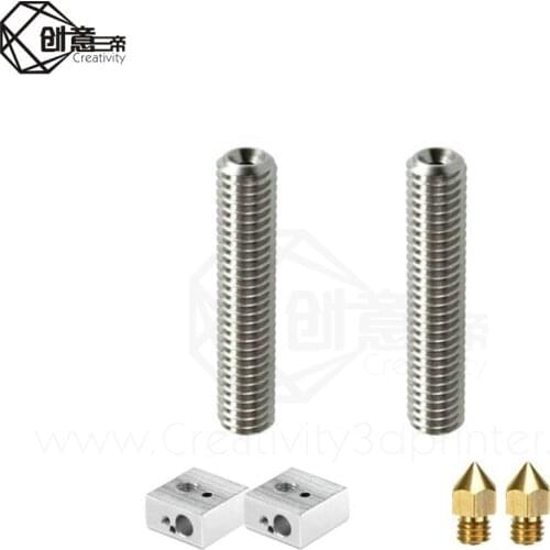 Anet A8 A6 2pcs 1.75mm PTFE Throat Tube+0.4mm Extruder Nozzle Print Heads +M6 Heater Block Hotend for 3d printer parts