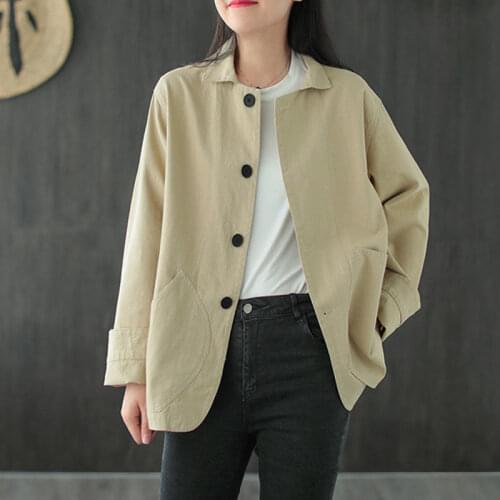 Short Windbreaker Jacket Womens Autumn 2021 New Style Solid Color Single-breasted Lapel Irregular Top Women Shirts Blouse