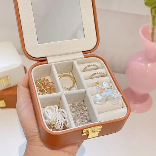 Leather Jewelry Organizer Ring Pendant Earrings Necklace Storage Box Women Jewelry Display Boxes Cosmetics Beauty Container Case