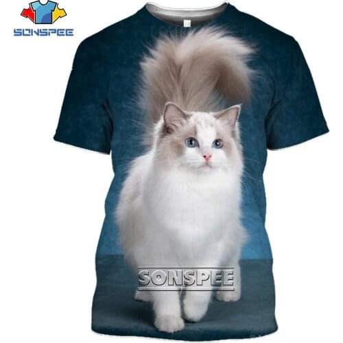 SONSPEE New Summer Animal Ragdoll Cat Men Women 3D Print T-shirt Oversized Cute Harajuku Fashion Funny Short Sleeve O-Neck Top