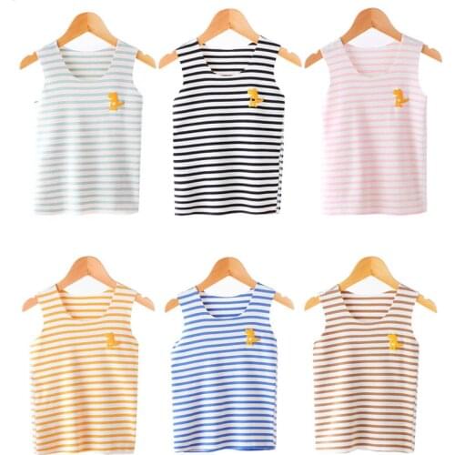 Childrens Seamless Undershirt Striped Tank Top For Boys Kids Underwear Model Girls Underwear Baby Singlet Clothing