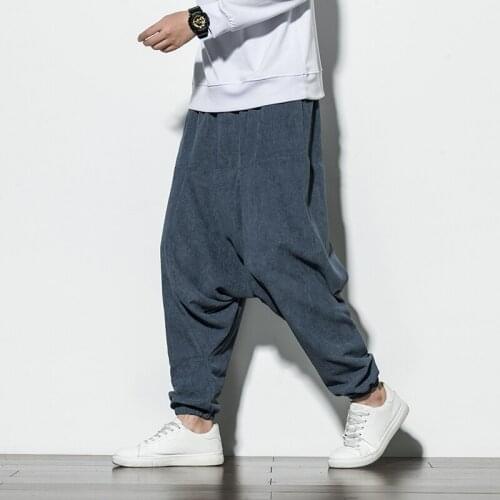 Baggy Cotton Harem Pants Men 2021 Autumn Korean Men Women Hip Hop Plus Size Wide Leg Pants Bloomers Pants Joggers Men