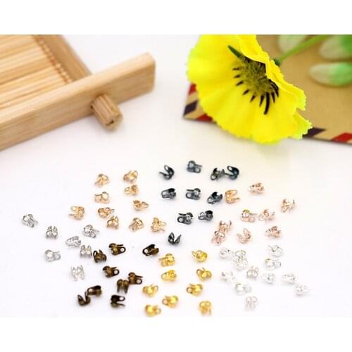 200pcs/lot Metal 1.5 2.0 2.4 3.2 mm Ball Chain Calotte End Crimps Beads Connector Clasp Components for DIY Jewelry Making Crafts