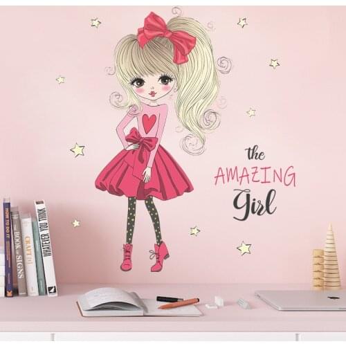 Cute Little Princess Girl Girl Wall Sticker Bedroom Porch Commercial Wall Wall Sticker Self-Adhesive