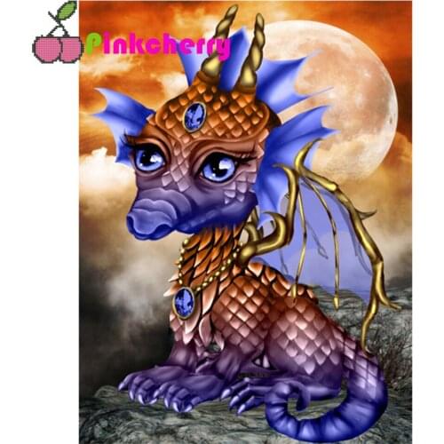 Cartoon dragon 5D Diy diamond painting Full square round diamond mosaic art animal diamond embroidery gift kids room decor k1601