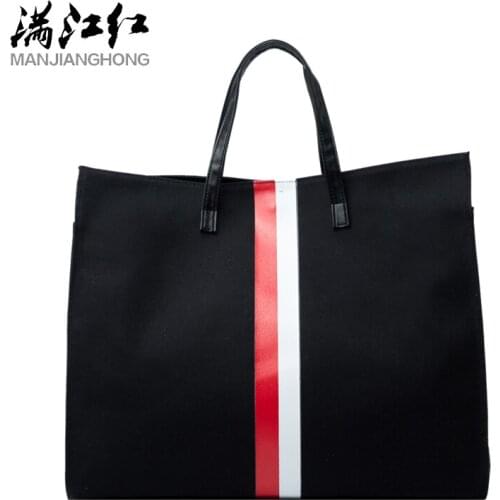 2021 New Fashionable Panelled Stripe Canvas Handbag and Shoulder Bag Large Capacity Womens Casual Tote Luxury Crossbody Bags