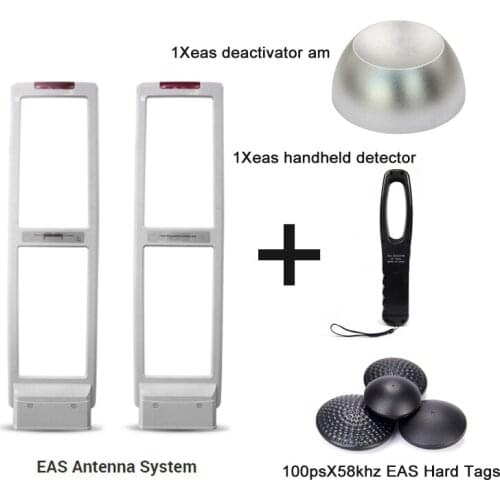 EAS system security door am alarm with hard Labels tags & Deactivator & Handheld Frequency Tester