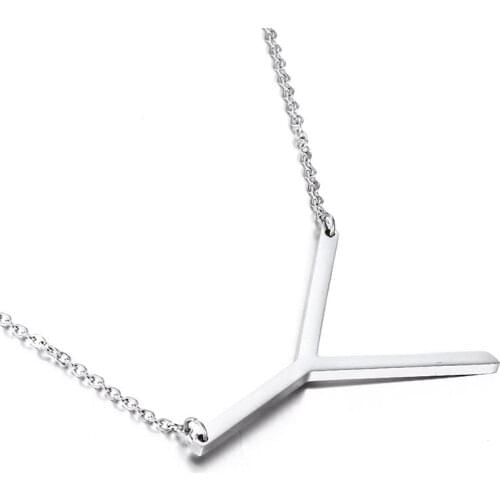 Silve Letter pendant necklace fashion simple female short lock bone chain titanium steel necklace jewelryU V W X Y Z six letters